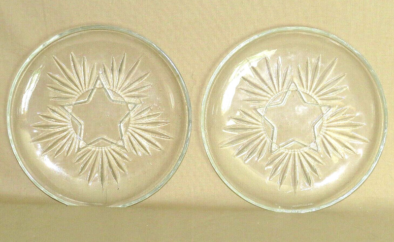 Set of 2 Star Clear Federal Glass 6.25" Bread & Butter Plates