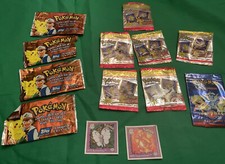 Lot of 11 Vintage Empty Pokemon Packets And 2 Stickers