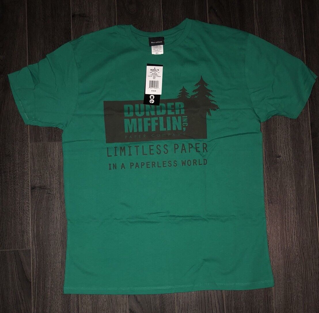 DUNDER MIFFLIN T SHIRT Medium -The Office TV Show Green Vintage Style