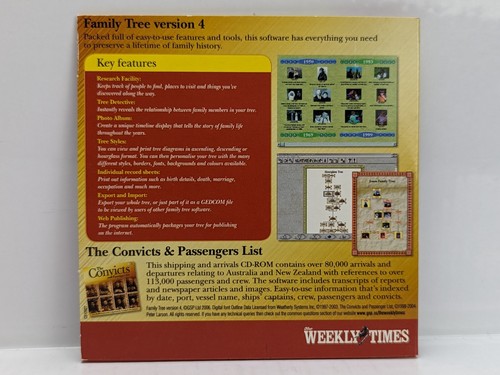 Family Tree plus Convicts & Passenger List PC Software The Weekly Times - Bild 2 von 4