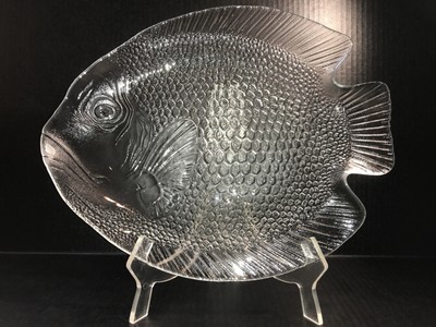 Vintage Arcoroc France Large Glass Fish Platter 16 X 13 Serving Tray Sushi Ebay