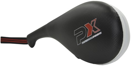 PX Taekwondo Doppel Mitt Kunstleder schwarz-weiß - Bild 1 von 3