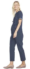 HATCH Lolo Jumper Jumpsuit Striped Navy Blue Maternity Short Sleeve Size M Baby