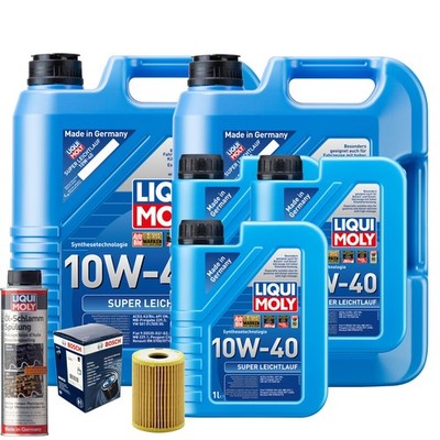 Motoröl 10W40 LIQUI MOLY Super Leichtlauf 13L+BOSCH Ölfilter +Ölschlammspülung