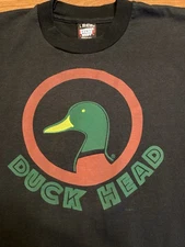Vintage Duck Head Shirt Size L Black Single Stitch Screen Stars