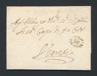 1718 ZANTE VENETIAN IONIAN ISLANDS COVER LETTER TO COUNCIL 40 VENICE PRÖSCHOLD