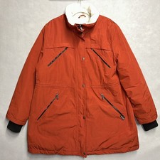 Nine West Winter Jacket Womens Size XXL Red/Orange Sherpa Trim Coat -No Hood