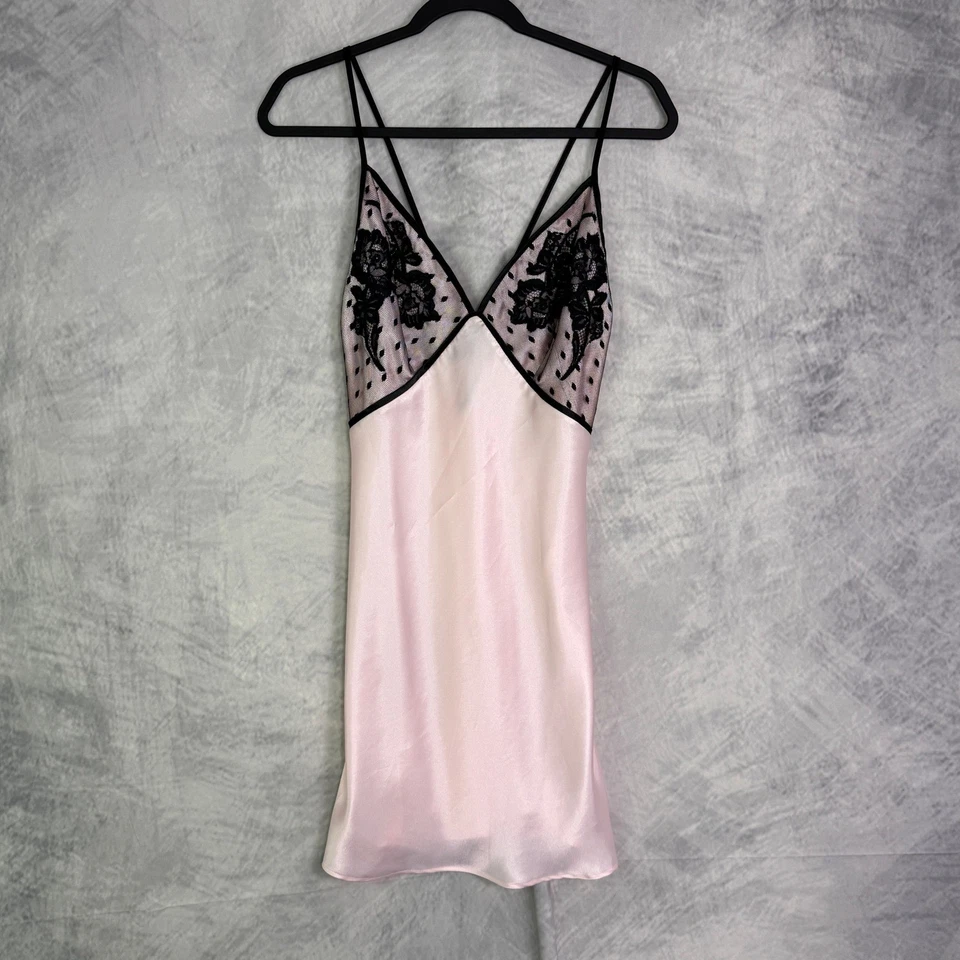 Josie Natori 2шт халат скольжения платье сорочка sz M розовый кокетка pinup гламурный романтический - Изображение 3 из 4