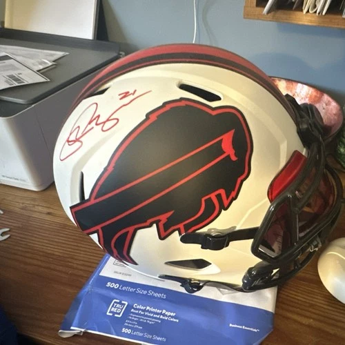 Buffalo Bills Autographed Football Helmet White Red Black Original Signed
