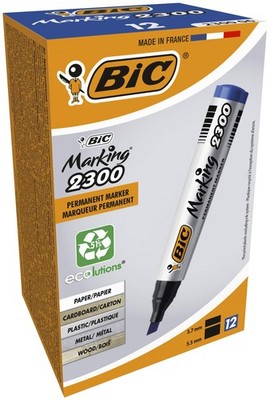 BIC Marking 2300 ECOlutions Permanent Markers - Blue, Box of 12 Blue 1 count (Pa