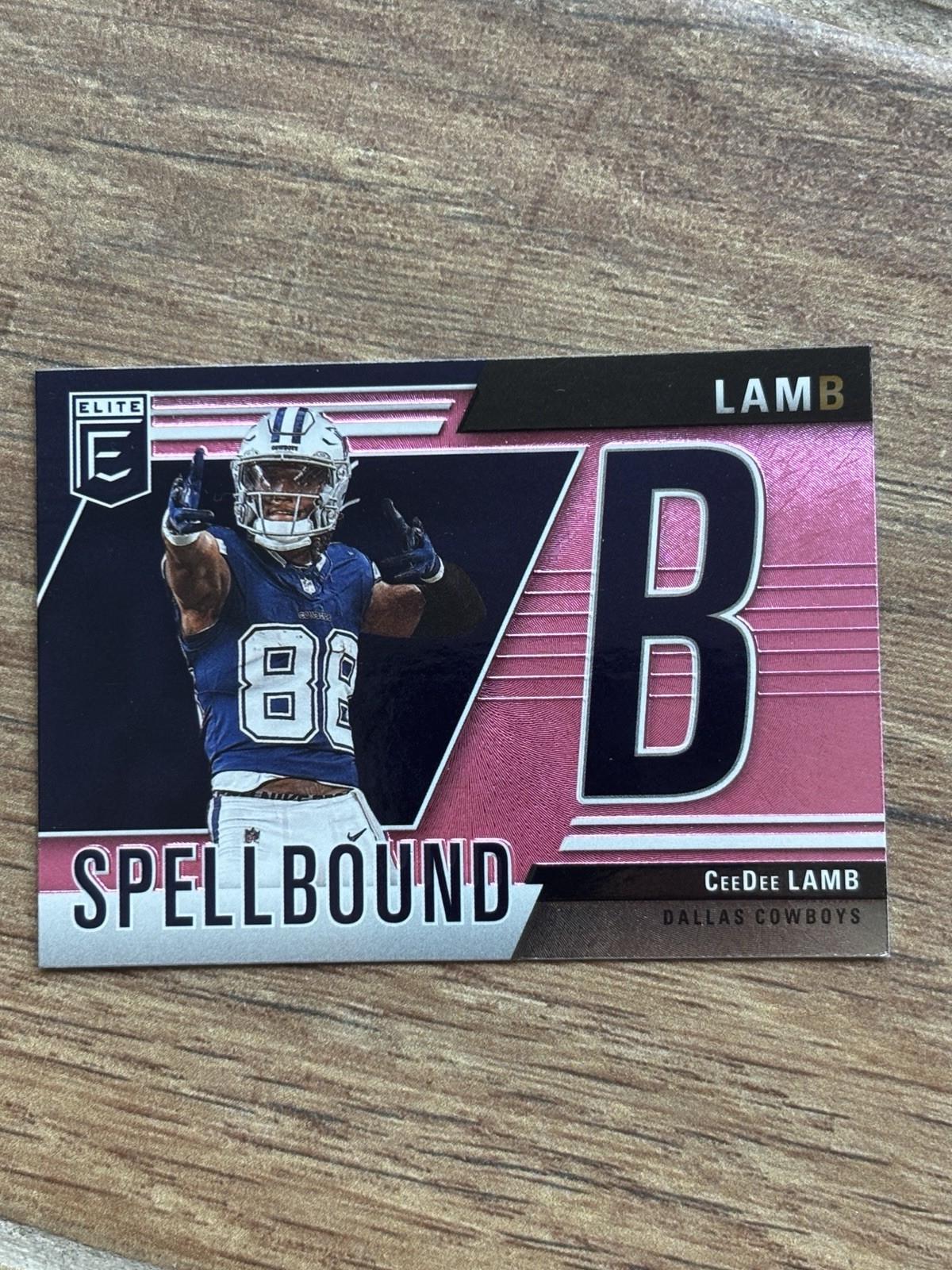  2024 Donruss Elite CeeDee Lamb Spellbound Pink Letter B #34 Dallas Cowboys
