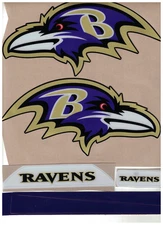 Baltimore Ravens FULL SIZE FOOTBALL HELMET DECALS WITH STRIPES & BUMPERS