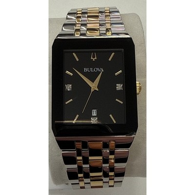 Bulova Quadra Men's Black Dial Quartz Watch 98D153