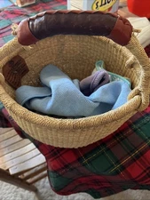 Small 8" diameter African Market Basket and 2nd hand Varity Norwex cloths