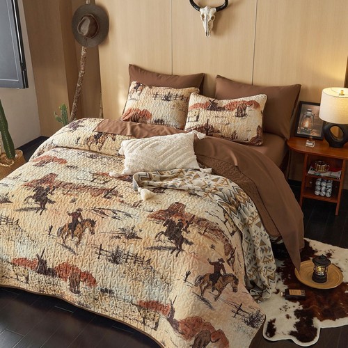 - Set Trapunta Western, Cowboy Southwestern Country Vintage Nativi Americani Ruggine... - Foto 3 di 7