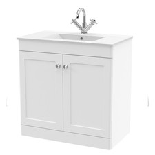 Nuie Classique 800mm Satin White Basin Vanity Unit & Slim Basin 2-Door Vanity