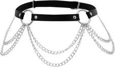 Black PU Leather Belt, Emo Punk Grunge Gothic Goth Accessories, Halloween 