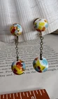 Vintage Earrings Clip On Drop Dangle Speckled Colorful Milk Glass Jewelry 🧡
