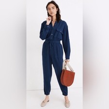 Madewell Lightspun Tapered Leg Jumpsuit Coastal Blue