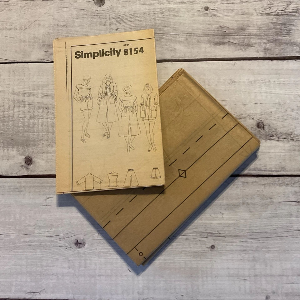 Simplicity 8154 Sewing Pattern Shirt Shorts Culottes Jacket Size 22 UNCUT - Image 3 of 4