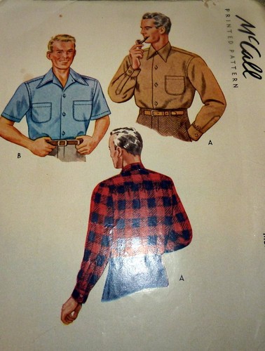 *VTG 1940s MENS SHIRT Sewing Pattern Medium CHEST 38-40