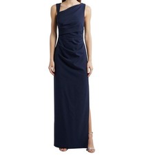 Vince Camuto draped asymmetric sleeveless gown dress blue size 12 