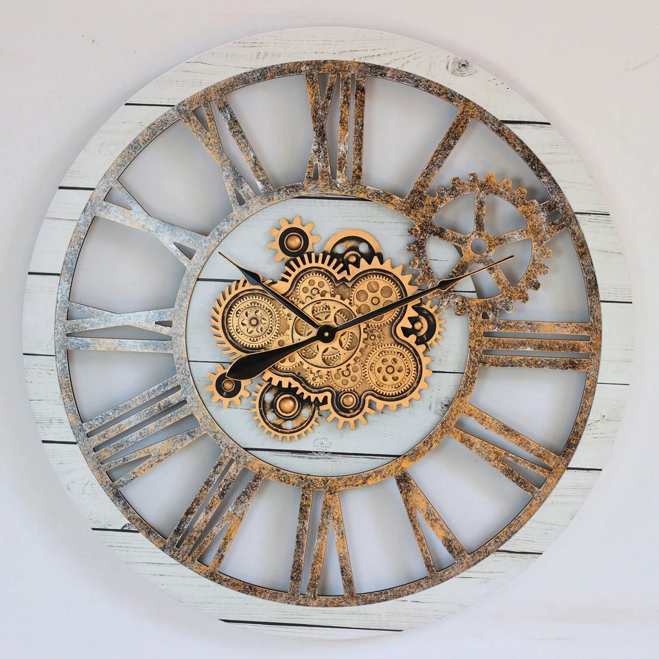 The Gears Clock AMERICA LINE WALL CLOCK ROUND 36 INCH WHITE FARMHOUSE - Image 3 of 4