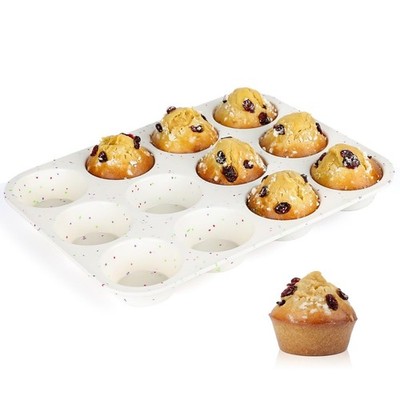 12 Cup Silicone Muffin Pan Cupcake Egg Bites Molds for Baking Roasting