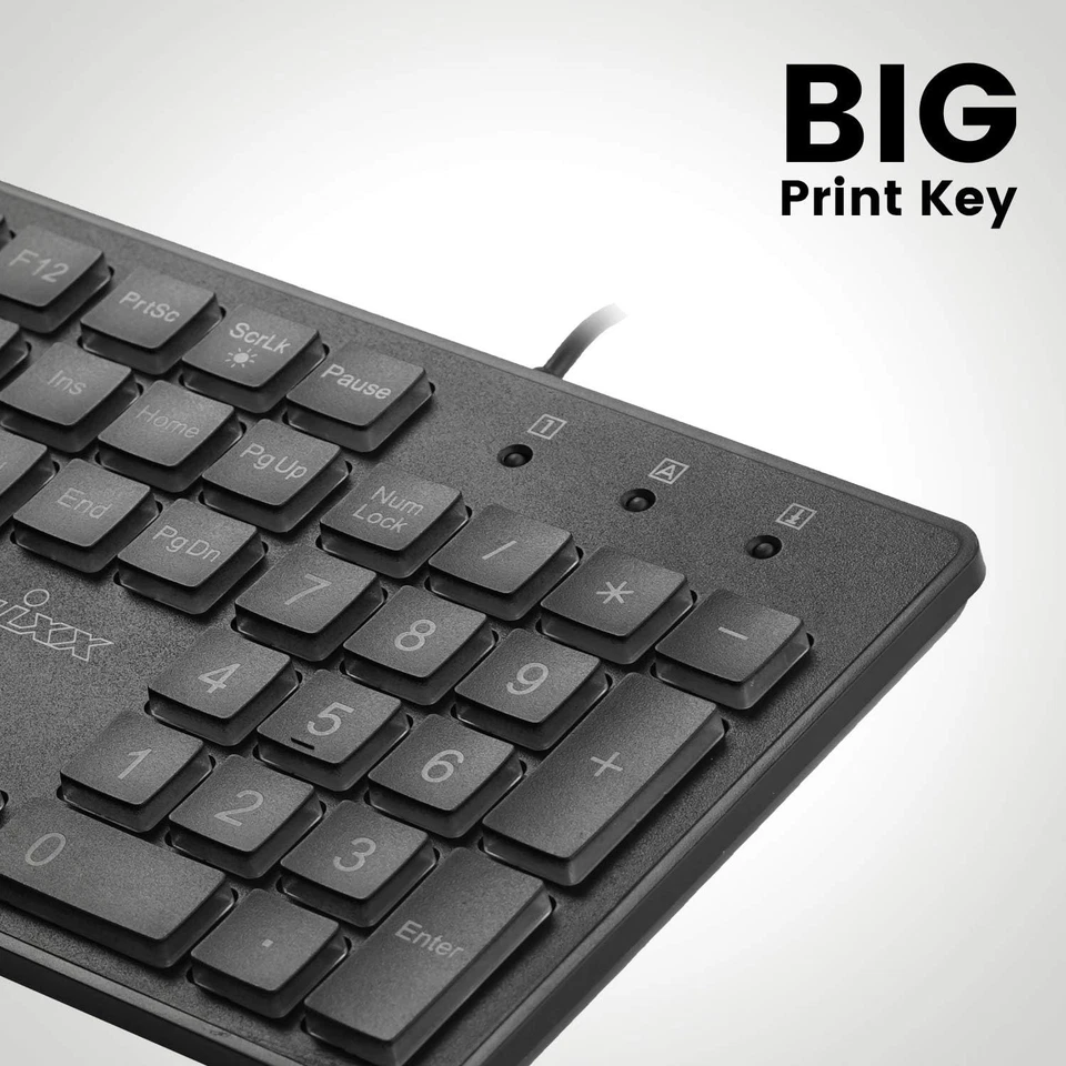 Perixx PERIBOARD-317 Wired Backlit USB Keyboard, Big Print Letter with Black - Image 3 of 4