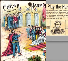 Clover Harmonica ca. 1896 Strauss Sachs NY Show Card RARE Advertising Trade Card