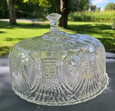 Dublin By Godinger Shannon Heavy Crystal Pedestal Cake Flat Stand Domed 11"Wide