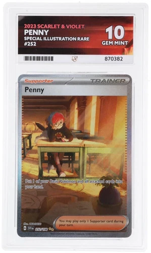 Pokemon - Penny 252 Scarlet & Violet Base SIR  Graded Ace 10 PERFECT SUBS