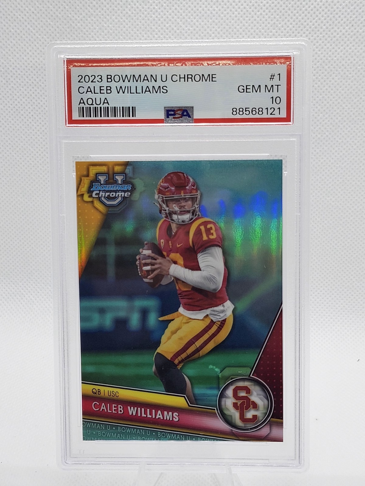 2023 Bowman University Chrome - Caleb Williams #1 Aqua Refractor /299 (RC)