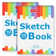9" x 12" Sketch Book, 2-Pack 50 Sheets Spiral Bound Art Sketchbook, Acid Free...