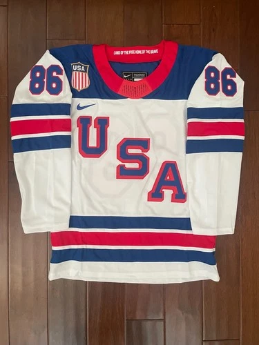 Jack Hughes Team USA  hockey jersey white  2026 Milan Olympic Men's size - product listing photo