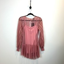 NWT NBD Alma Lace Overlay Mini Dress In Blush Pink Size XS Stretchy Under Slip