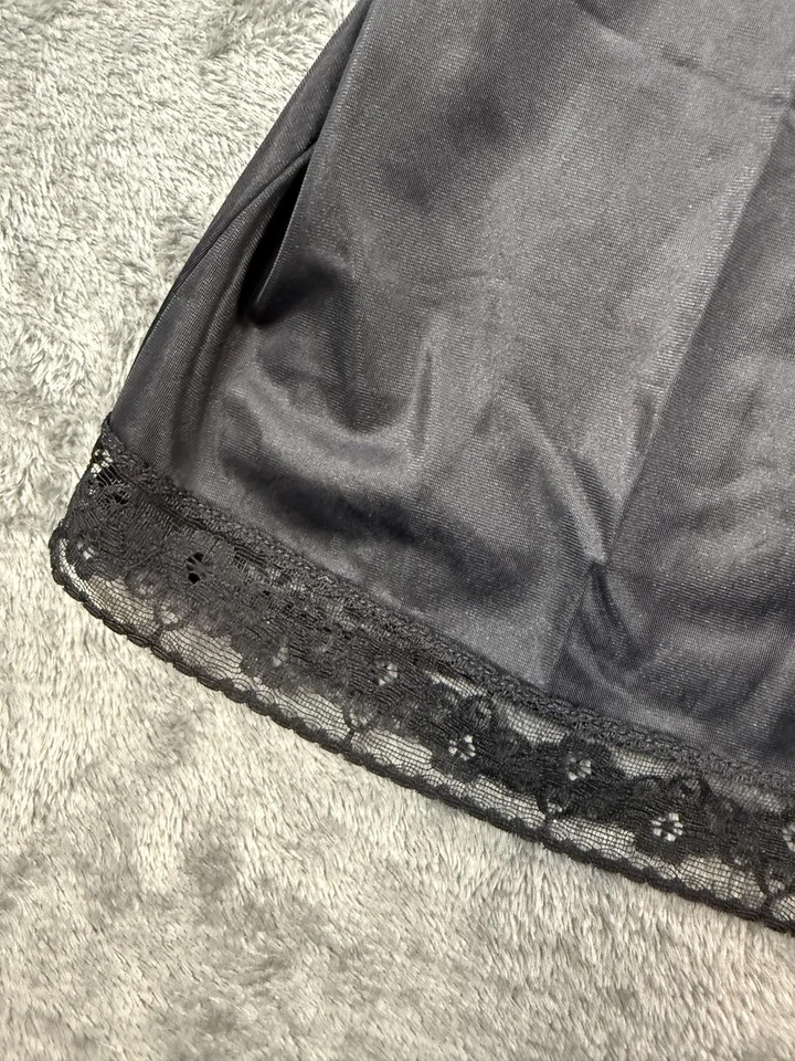 Lencería sin cordones Vanity Fair vintage para mujer 42 26 negra de nailon con adornos de encaje EE. UU. AÑOS 90 Foto 4 de 4