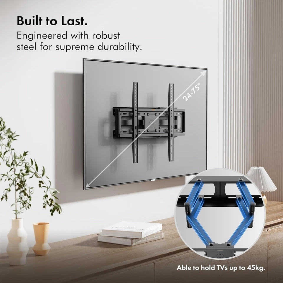 VonHaus Soporte de Pared TV Inclinable y Giratorio para Pantallas de 24-75", Montaje...  Foto 2 de 4
