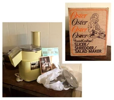 NEW Oster Food Crafter Slicer Shredder Salad Maker Gold 341 Manual Blades Pusher
