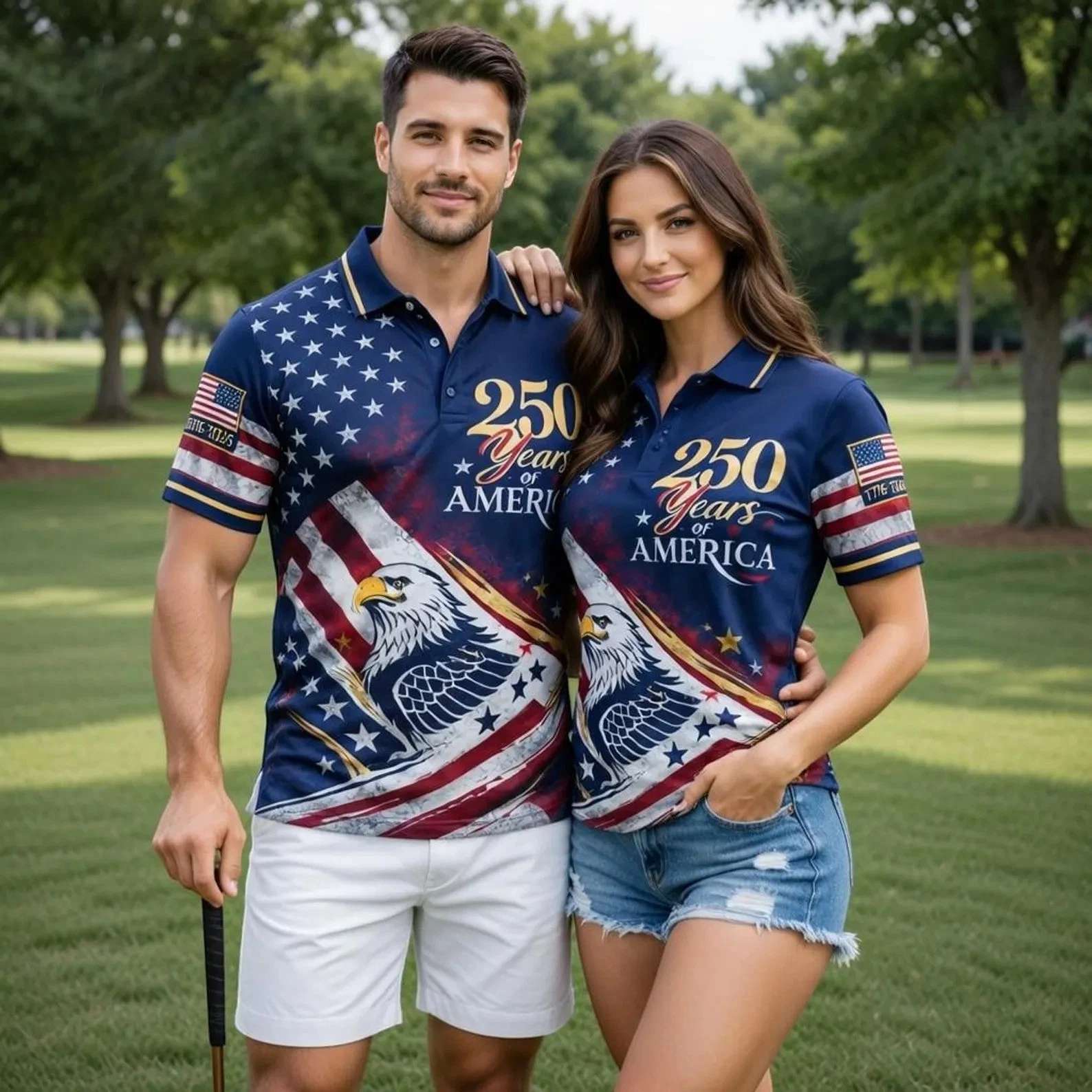 250th Anniversary Polo Shirt, America Eagle Flag Polo, 4th of July Outfit