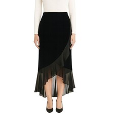 Vintage Skirt Velvet Chiffon Whimsigoth Vampire Witchy Asymmetrical Dark Black 6