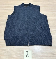 Pendleton Shetland Wool Reversible Vest Men's XL Blue Full Zip Mock Neck