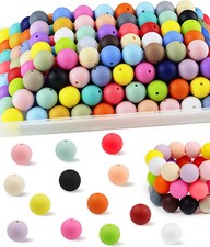 150PCS Silicone Beads, 30 Colors 15mm Silicone Beads for Keychain Making, Rubbe