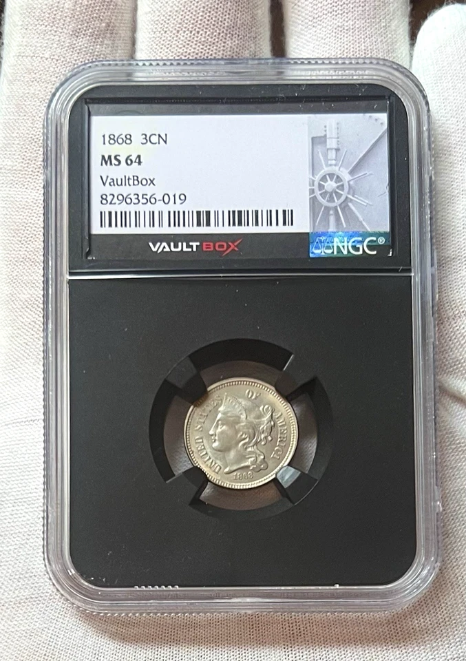 1868 United States Three Cent Nickel MS64 NGC 2025 VaultBox Horizon - Image 2 of 4