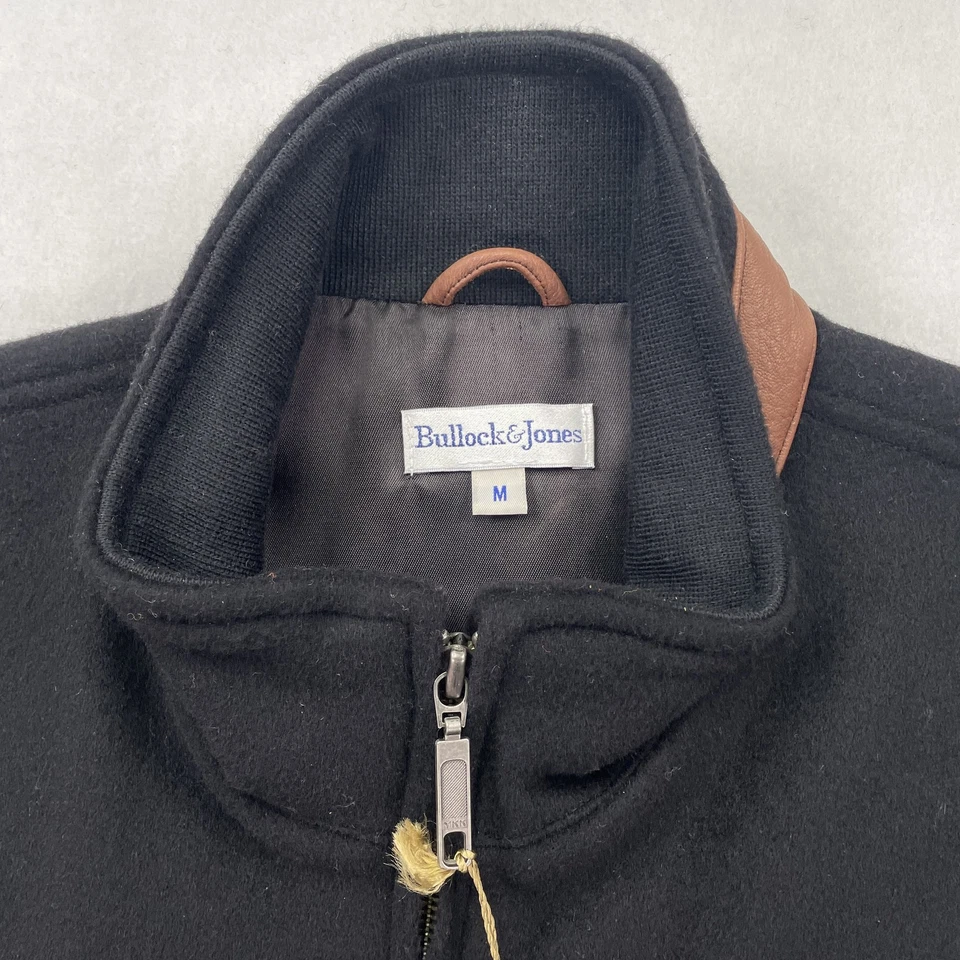 Bullock & Jones Vest Men Medium Black Wool Loro Piana Italy Leather Trim USA NWT - Image 3 of 4