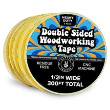 5 Pack Double Sided Tape for Woodworking, 1/2 Inch Wide 1/2" Wide 300 Feet