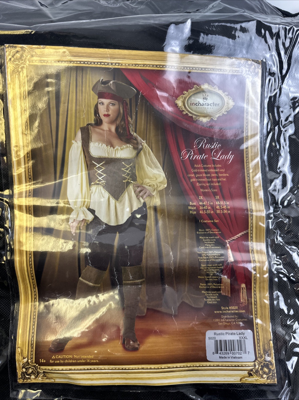 Incharacter Rustic Pirate Lady Costume Plus 3X Corset Gauze Blouse Boot Tops Hat
