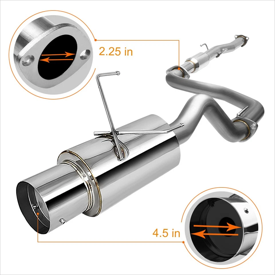 Silenciador de punta S.S Catback para 94-01 Acura Integra GSR DC1 DC2 4,5" sistema de escape Foto 3 de 4