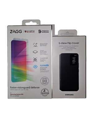 Samsung S-View Flip Cover + Zagg Screen Protector Combo for Samsung Galaxy S22 