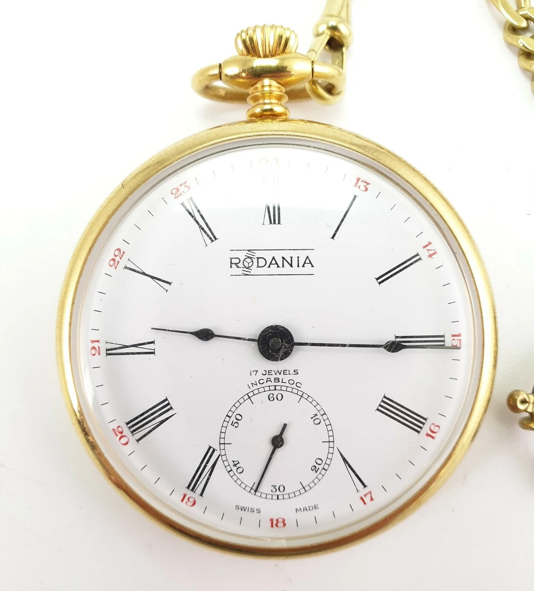 Vintage Rodania Pocketwatch Gold Plated 17 Jewels Swiss Made NOT running